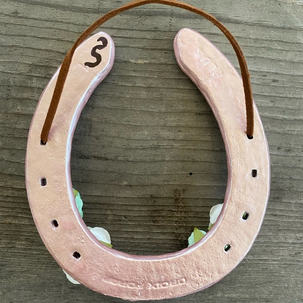 Hand Painted Rosegold Floral Horseshoe